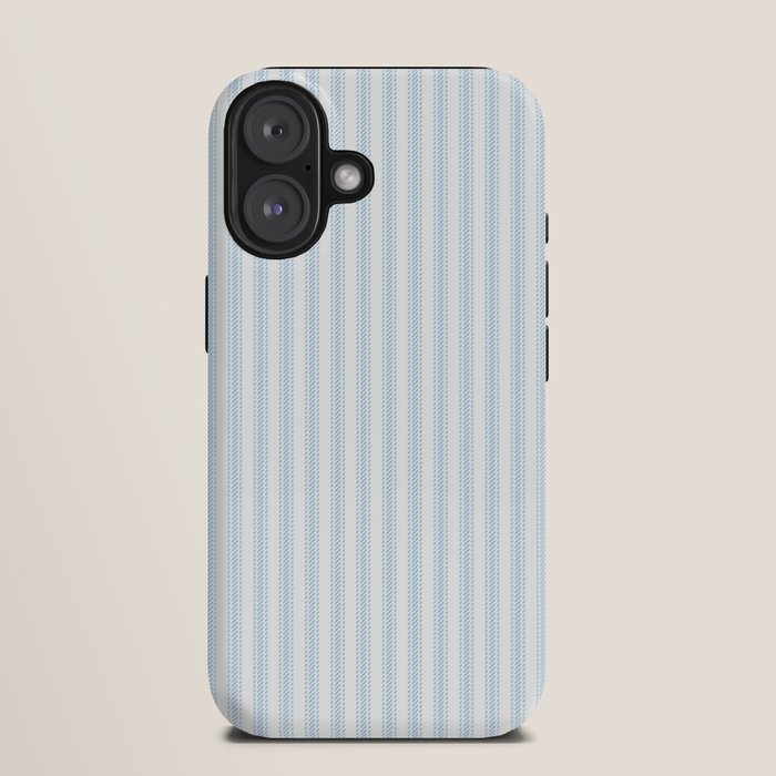 Pastel Blue & White Ticker Stripe iPhone Case