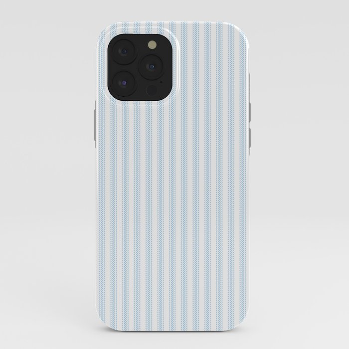 Pastel Blue & White Ticker Stripe iPhone Case