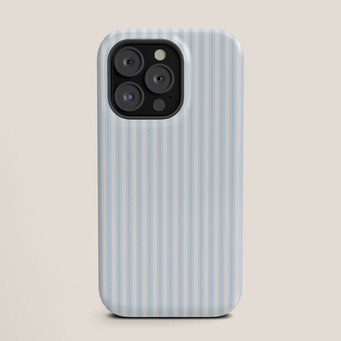 Pastel Blue & White Ticker Stripe iPhone Case