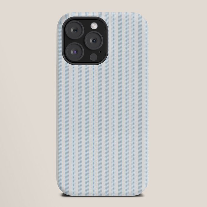 Pastel Blue & White Ticker Stripe iPhone Case