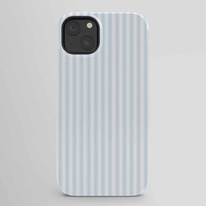 Pastel Blue & White Ticker Stripe iPhone Case