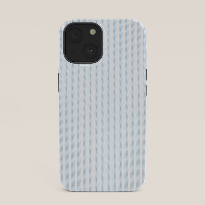 Pastel Blue & White Ticker Stripe iPhone Case