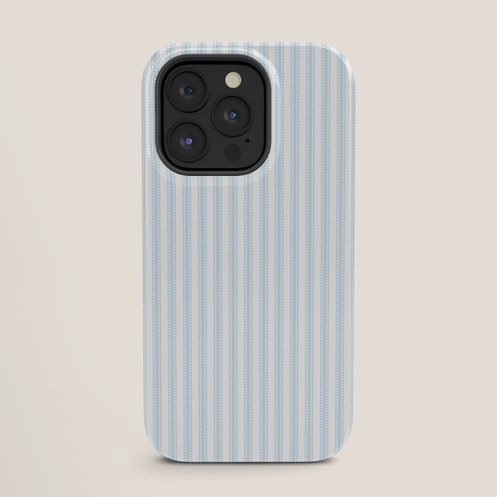 Pastel Blue & White Ticker Stripe iPhone Case