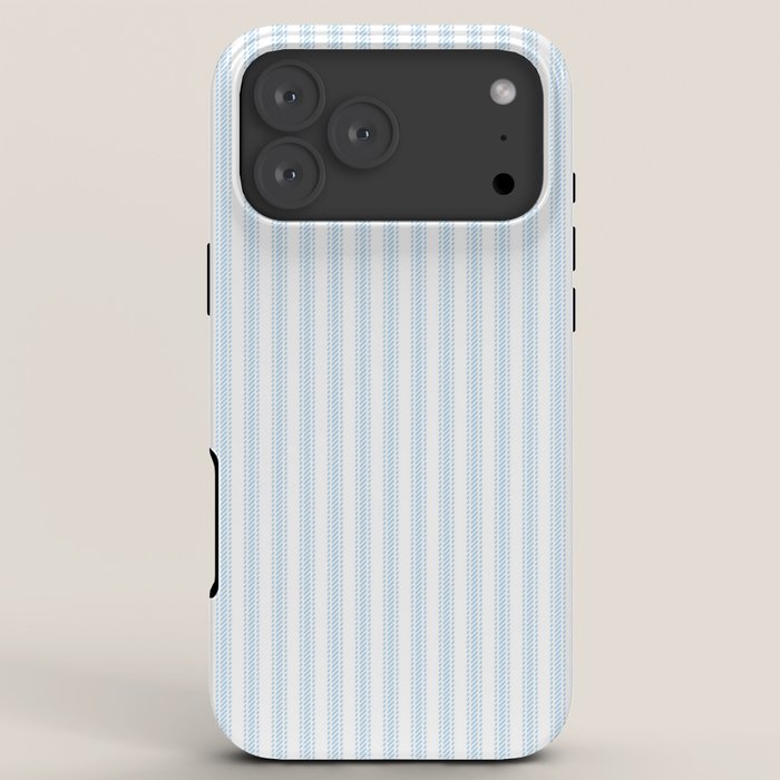 Pastel Blue & White Ticker Stripe iPhone Case