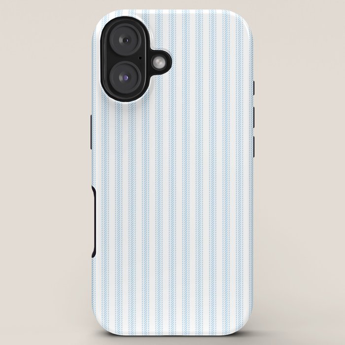 Pastel Blue & White Ticker Stripe iPhone Case