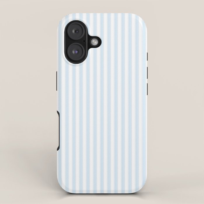 Pastel Blue & White Ticker Stripe iPhone Case
