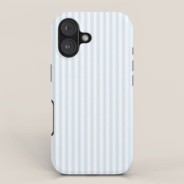 Pastel Blue & White Ticker Stripe iPhone Case