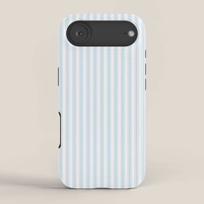 Pastel Blue & White Ticker Stripe iPhone Case