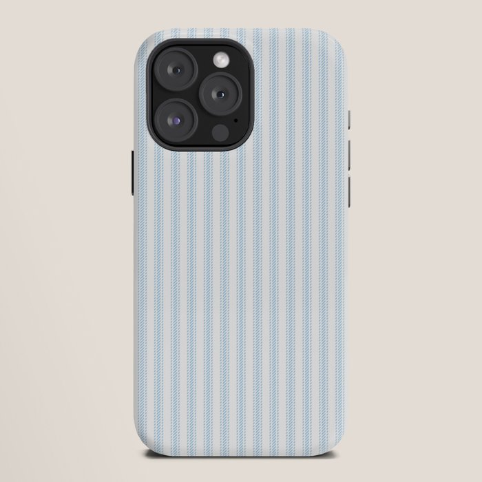 Pastel Blue & White Ticker Stripe iPhone Case