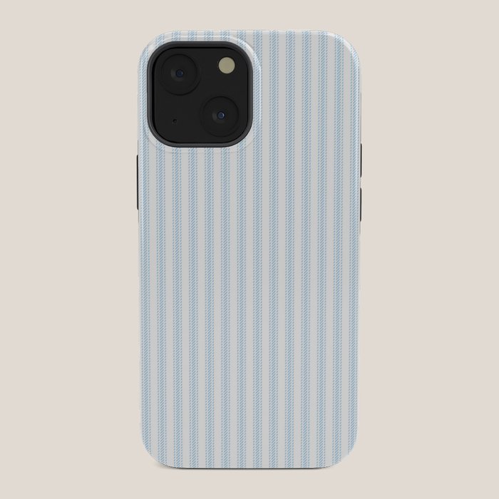 Pastel Blue & White Ticker Stripe iPhone Case