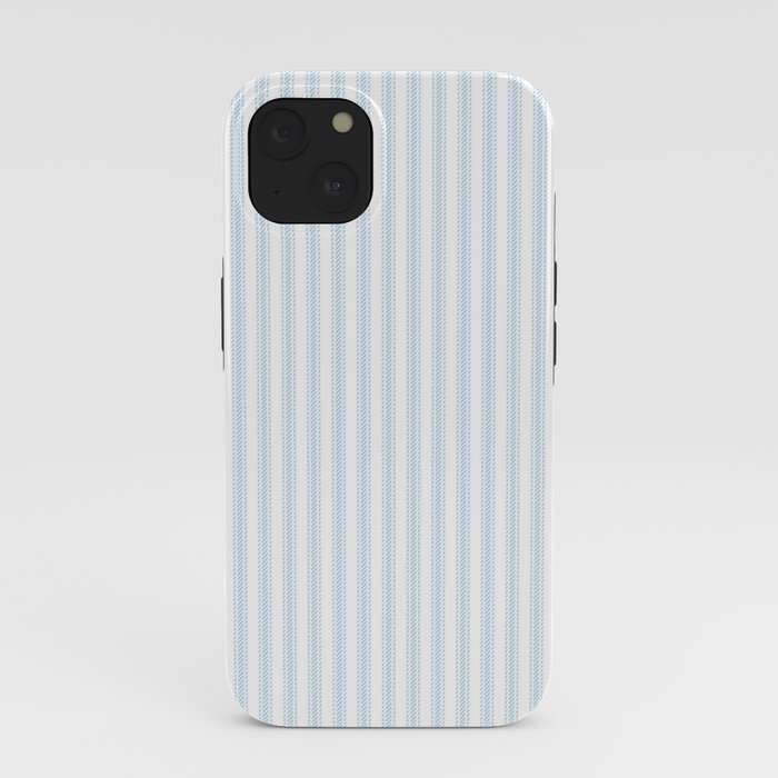 Pastel Blue & White Ticker Stripe iPhone Case
