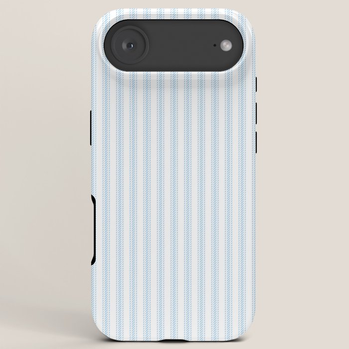 Pastel Blue & White Ticker Stripe iPhone Case