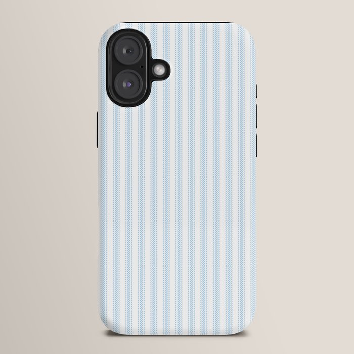Pastel Blue & White Ticker Stripe iPhone Case