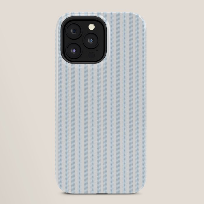Pastel Blue & White Ticker Stripe iPhone Case