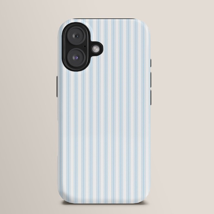 Pastel Blue & White Ticker Stripe iPhone Case