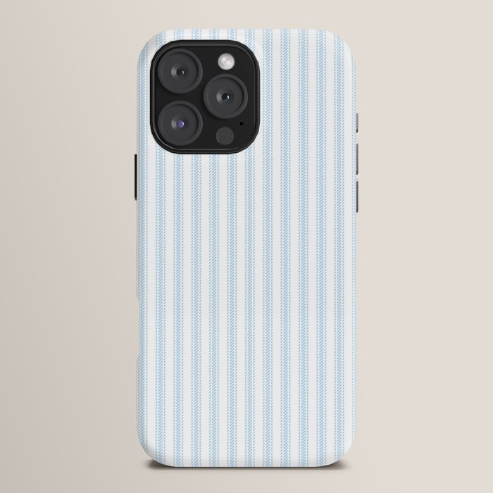 Pastel Blue & White Ticker Stripe iPhone Case
