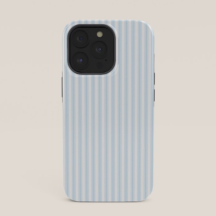 Pastel Blue & White Ticker Stripe iPhone Case