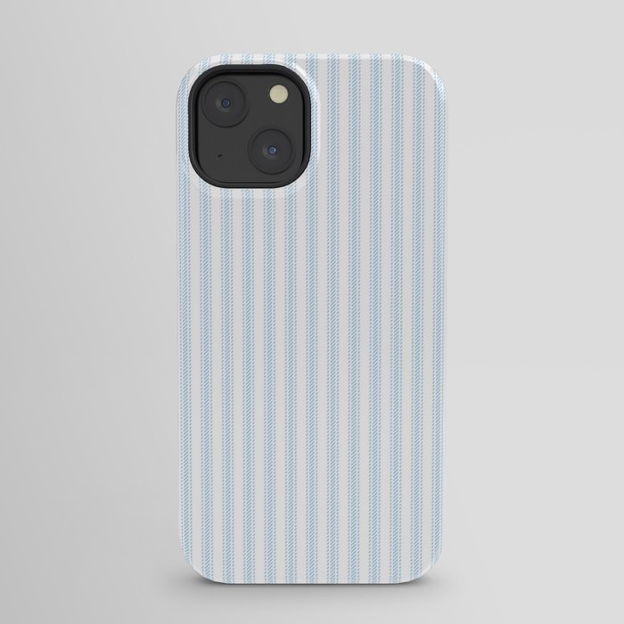 Pastel Blue & White Ticker Stripe iPhone Case