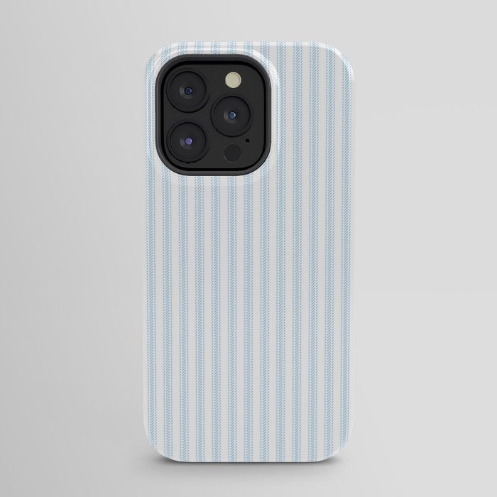Pastel Blue & White Ticker Stripe iPhone Case