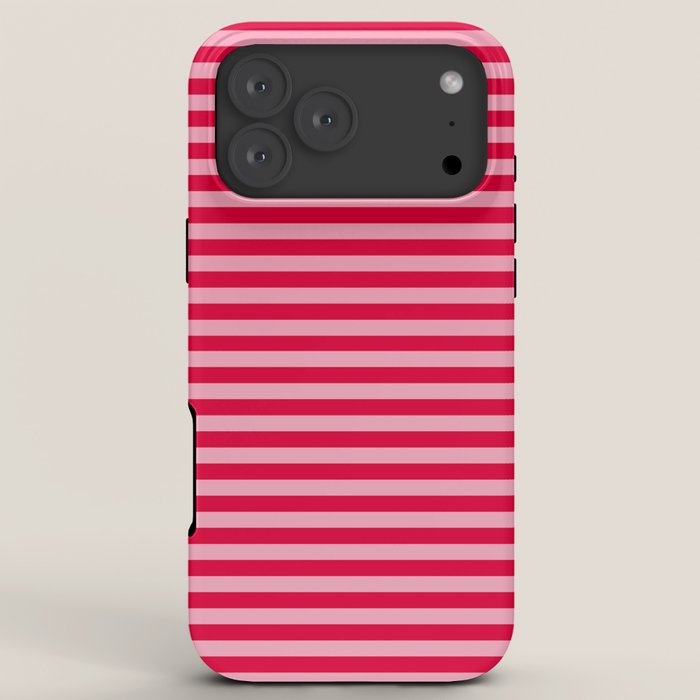 Retro, Beach, Colorful Stripes, Pink and Red iPhone Case