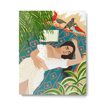Beach. Read. Sleep. | Boho Woman Sea Beachy Travel | Summer Birds Sand Picnic Ocean Vacation Metal Print