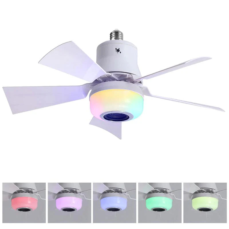 🍃Smart Ceiling Fan with RGB Lighting & Bluetooth Speaker - 3 Levels, Remote Control & E27 Base