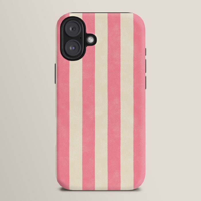 Cabana Stripe - pink & cream iPhone Case