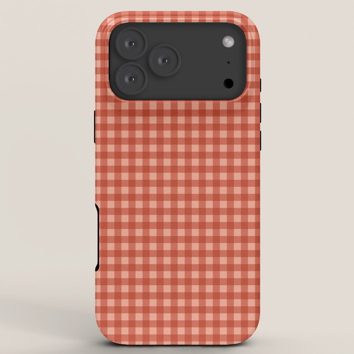 Gingham Plaid Pattern - Strawberry Red iPhone Case
