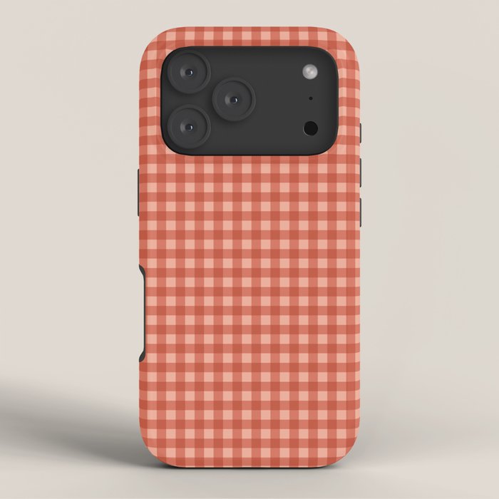Gingham Plaid Pattern - Strawberry Red iPhone Case
