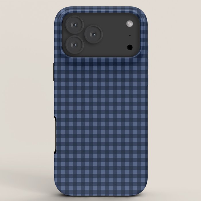 Gingham Plaid Pattern - Navy Blue iPhone Case