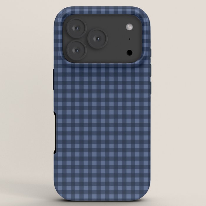 Gingham Plaid Pattern - Navy Blue iPhone Case