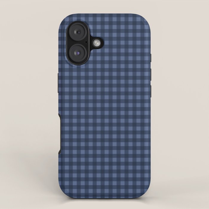 Gingham Plaid Pattern - Navy Blue iPhone Case