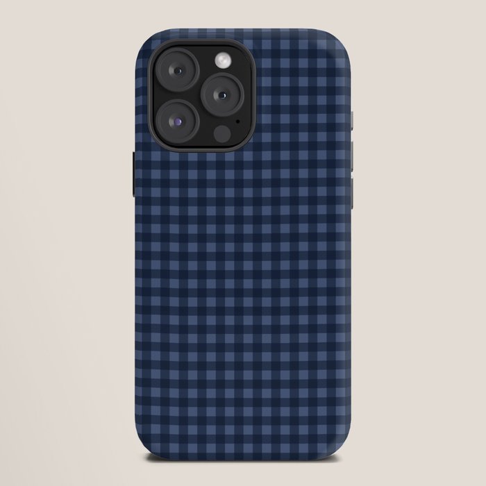 Gingham Plaid Pattern - Navy Blue iPhone Case