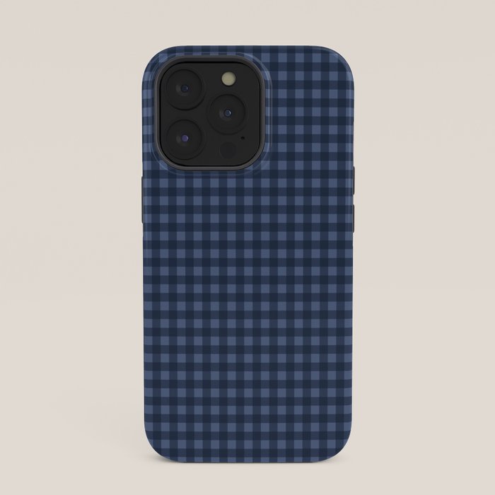 Gingham Plaid Pattern - Navy Blue iPhone Case
