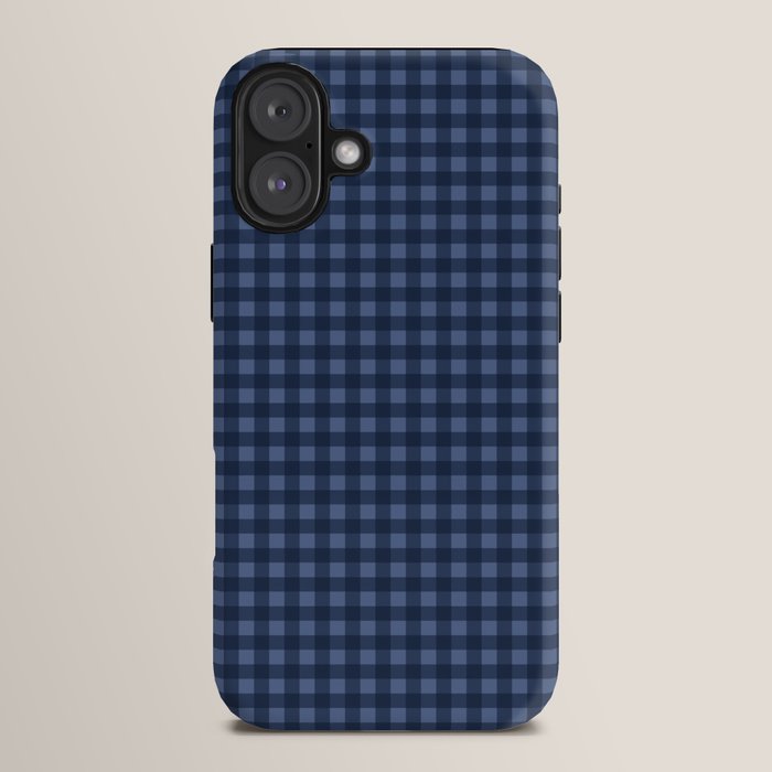Gingham Plaid Pattern - Navy Blue iPhone Case