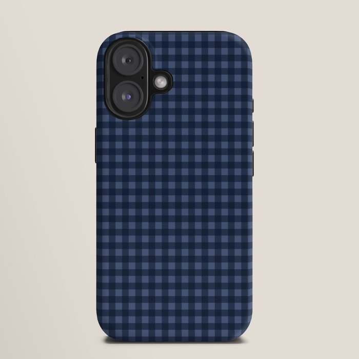 Gingham Plaid Pattern - Navy Blue iPhone Case