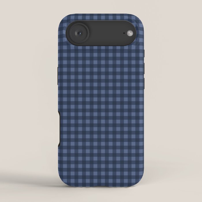 Gingham Plaid Pattern - Navy Blue iPhone Case