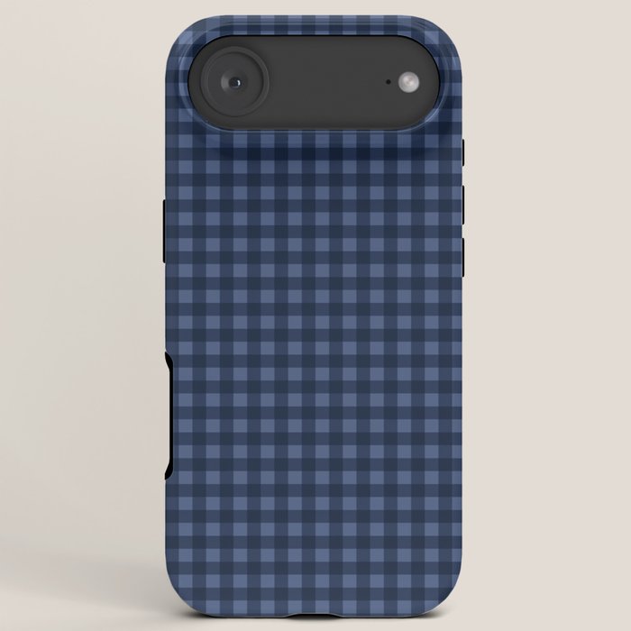 Gingham Plaid Pattern - Navy Blue iPhone Case