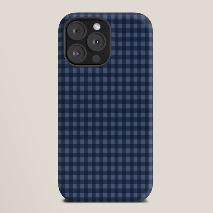 Gingham Plaid Pattern - Navy Blue iPhone Case