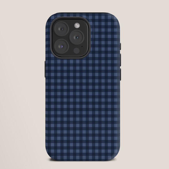 Gingham Plaid Pattern - Navy Blue iPhone Case