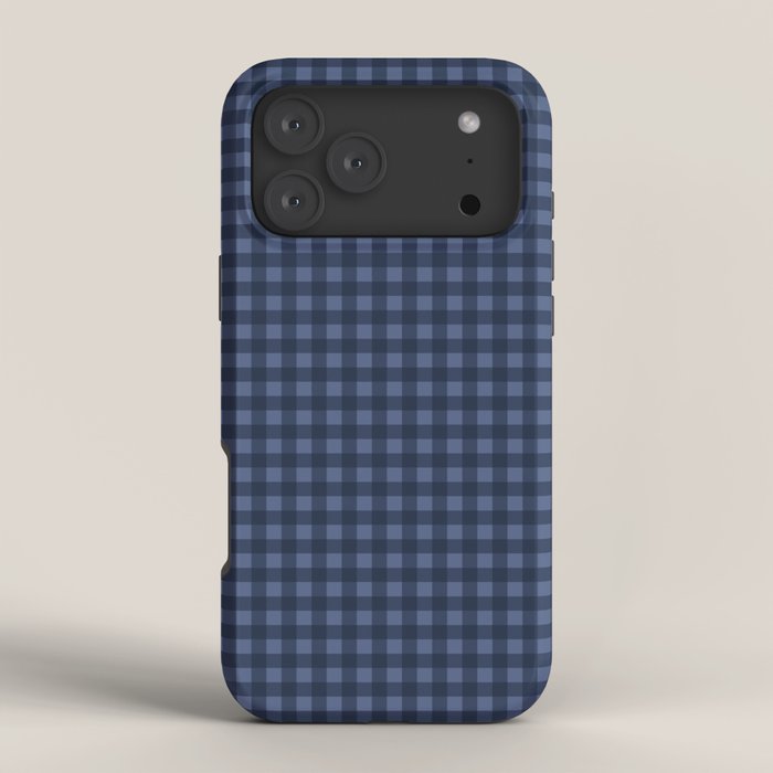 Gingham Plaid Pattern - Navy Blue iPhone Case