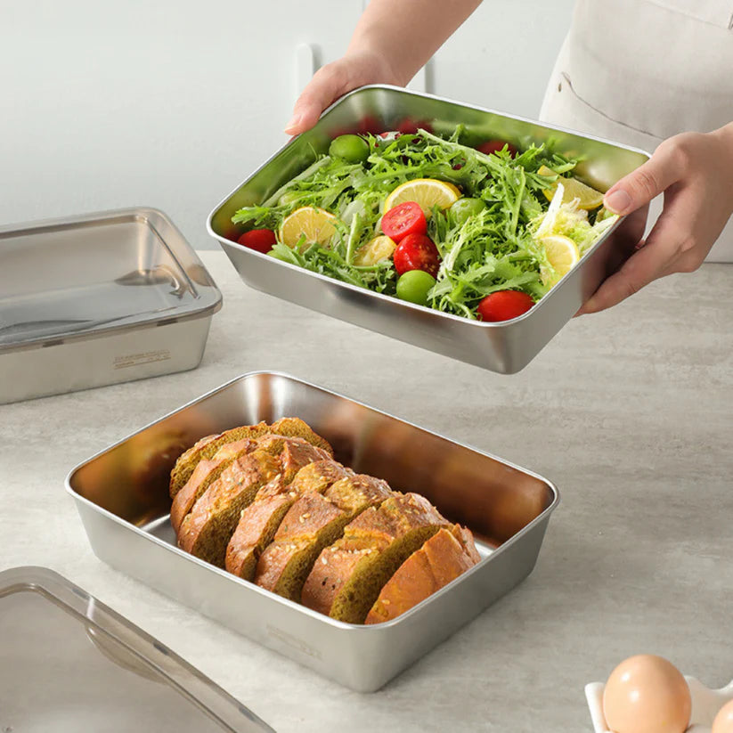 S304 Stainless Steel Food Storage Box (25 x 20 x 6 cm)
