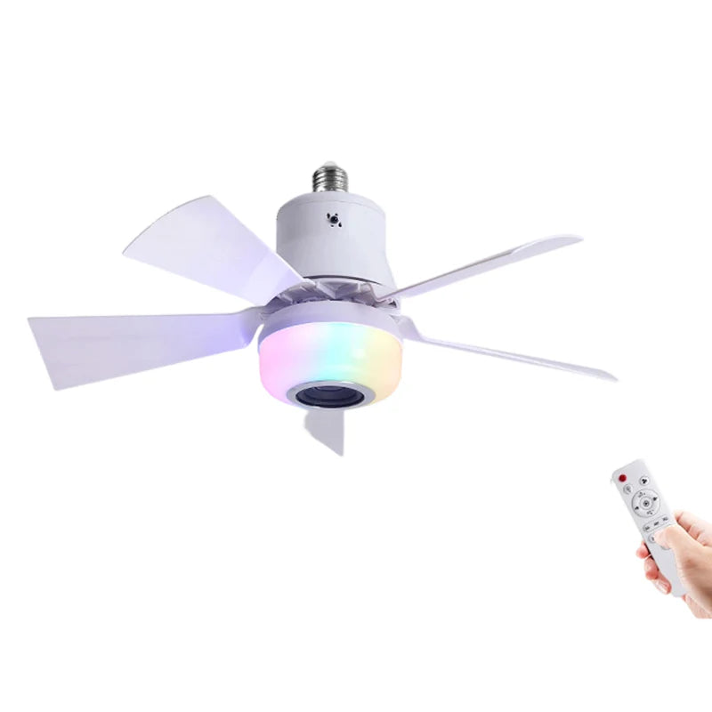 🍃Smart Ceiling Fan with RGB Lighting & Bluetooth Speaker - 3 Levels, Remote Control & E27 Base