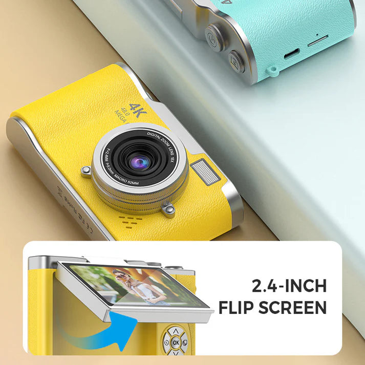 💎 60% off! 💎 4K HD digital camera with flip screen: 8x zoom, autofocus, and rotating screen for vlogs and selfies 📸🌈
