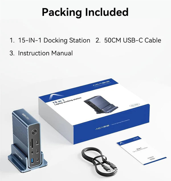 Acasis 15-in-1 4K 60Hz USB-C Desktop Docking Station for Laptop and PC