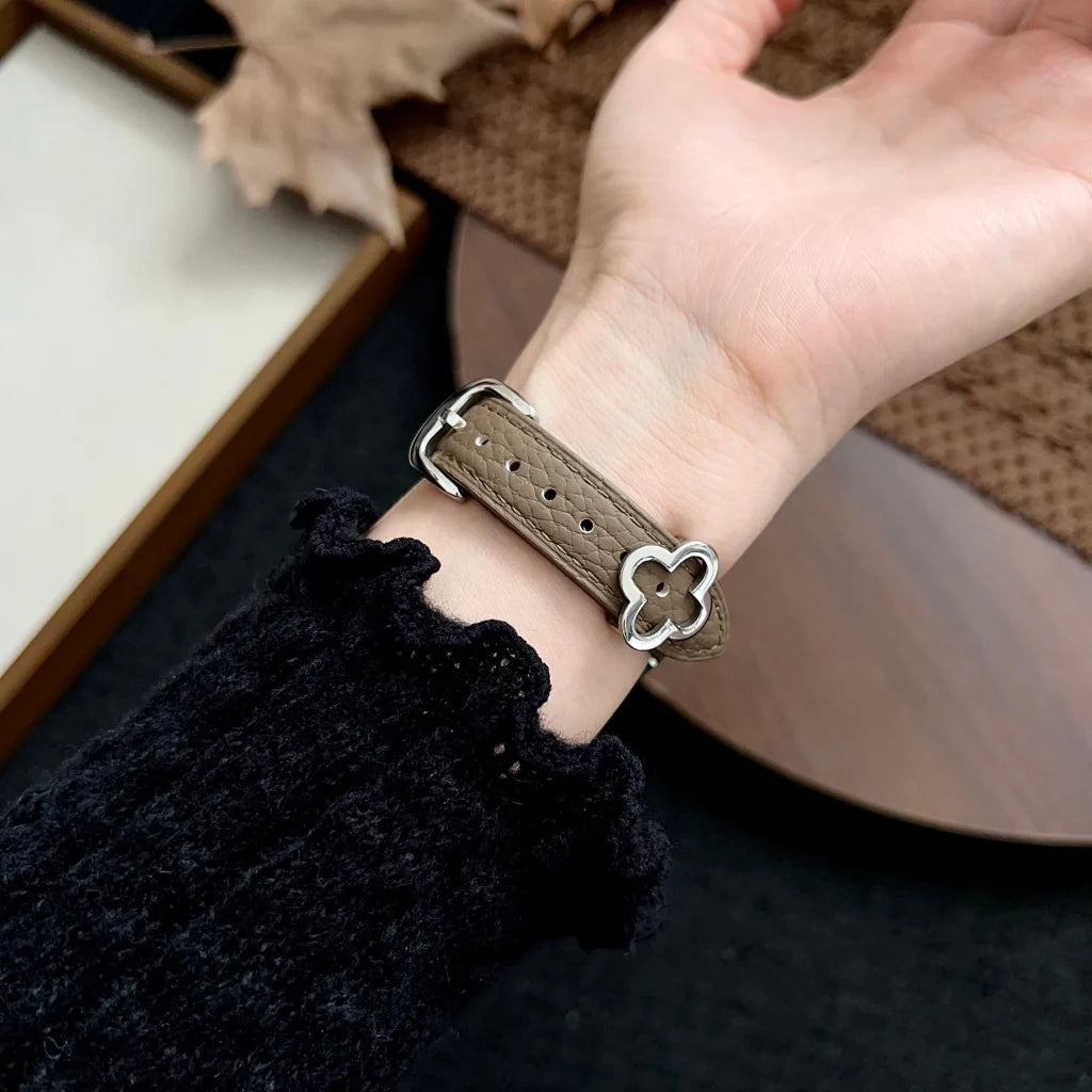 Clover Decor Leather Apple Watch Band