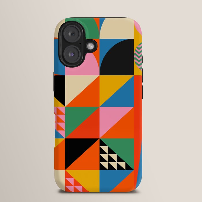 Geometric abstraction in colorful shapes   iPhone Case