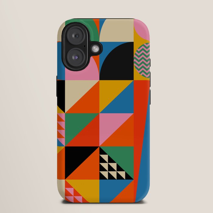 Geometric abstraction in colorful shapes   iPhone Case