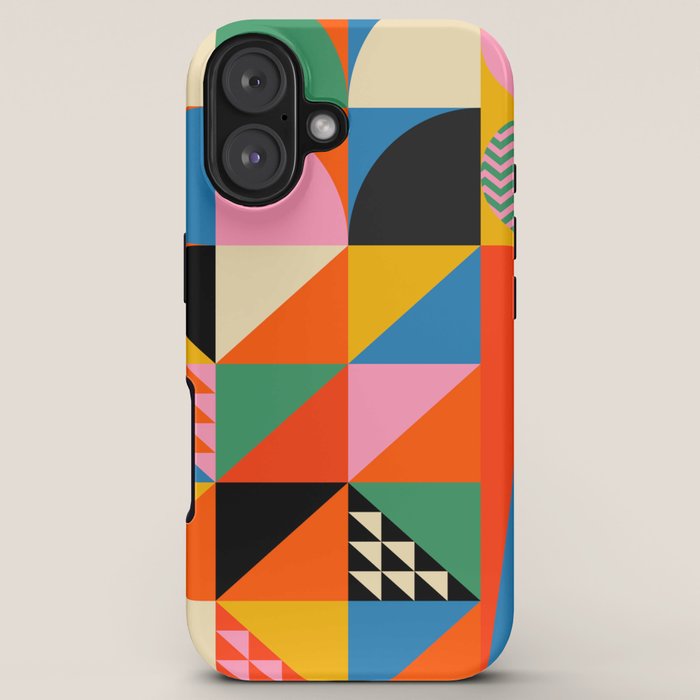 Geometric abstraction in colorful shapes   iPhone Case
