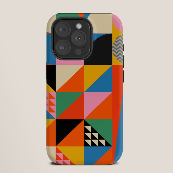 Geometric abstraction in colorful shapes   iPhone Case